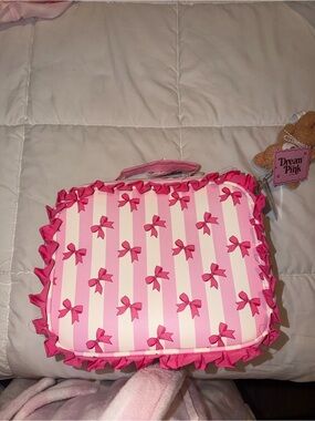 Girls' Pink Bow Stripe Lunch Bag